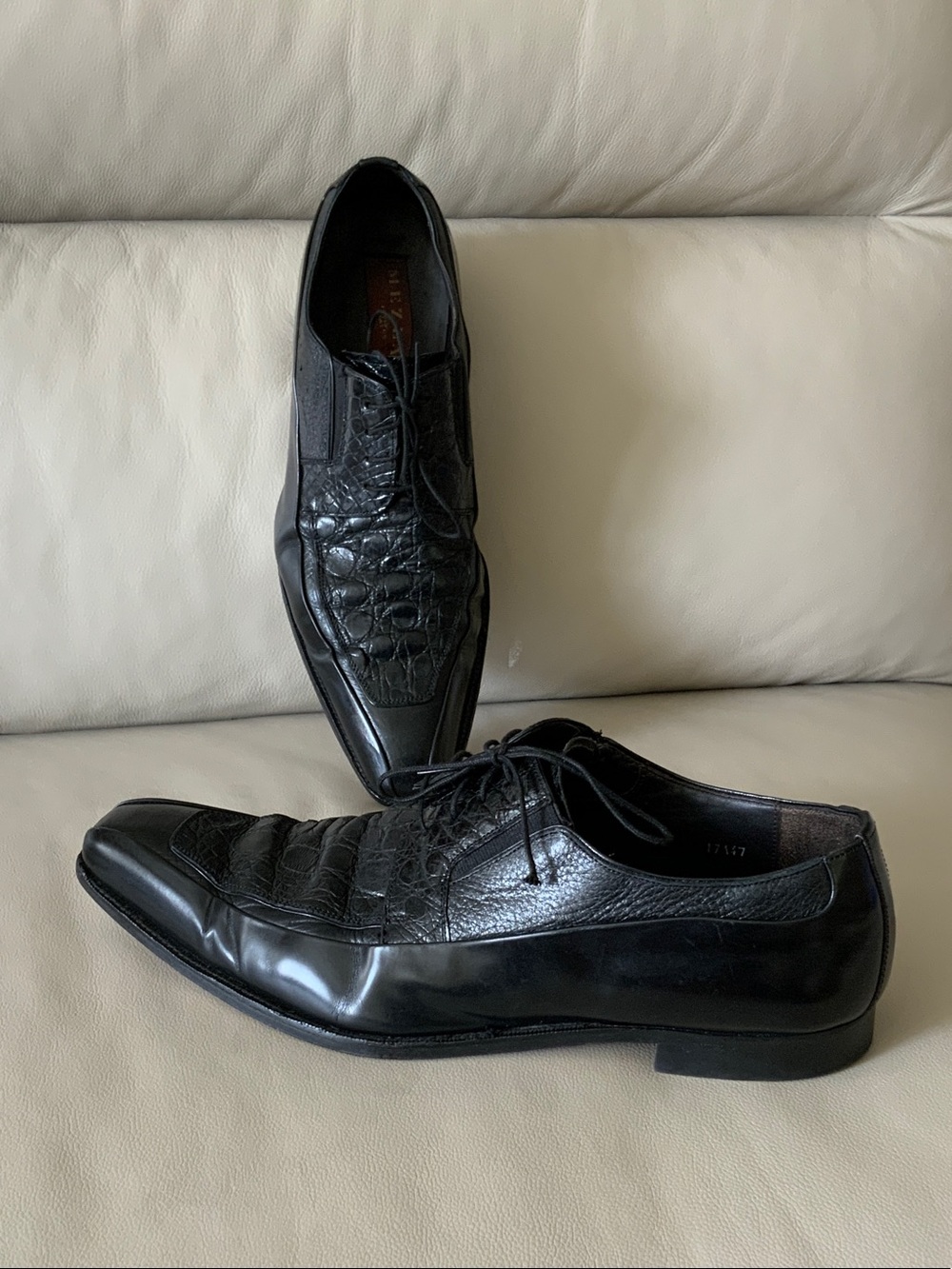 Mezlan Crocodile Oxford Lace-Up Dress Shoes 11 1/2 M